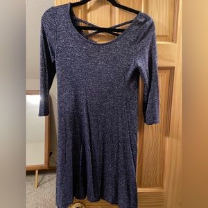 Blue dress with cross cross back detail